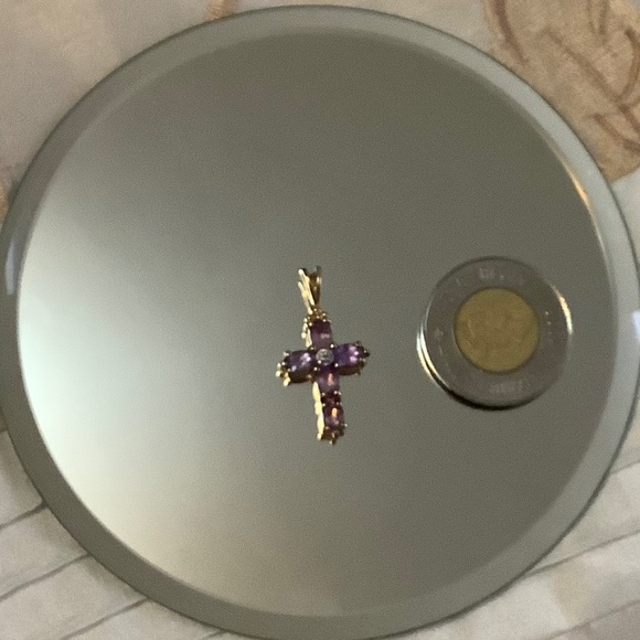 Amethyst Cross 925 gold plated - Picture 3 of 4